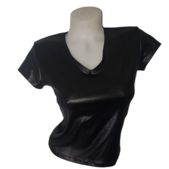 Vintage 80's 90's  Z.RO Black Leather Look Open Back Top Juniors Size Medium - Picture 6 of 8
